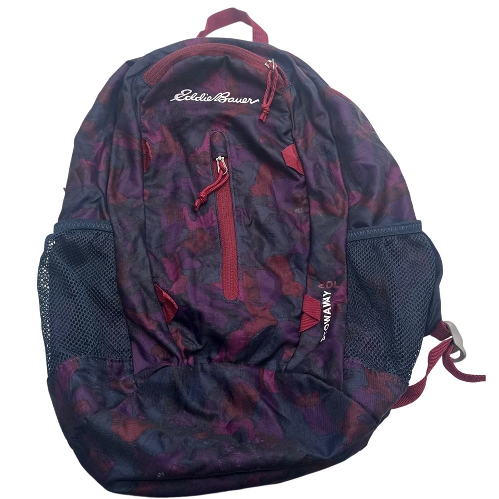 Eddie Bauer Stowaway 20L Packable Backpack Purple Camo Floral Lightweight Bag